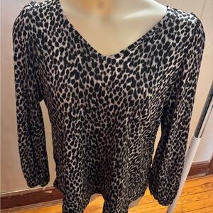 Leopard Print V-Neck Women's Top